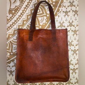 leather attaché bag / tote